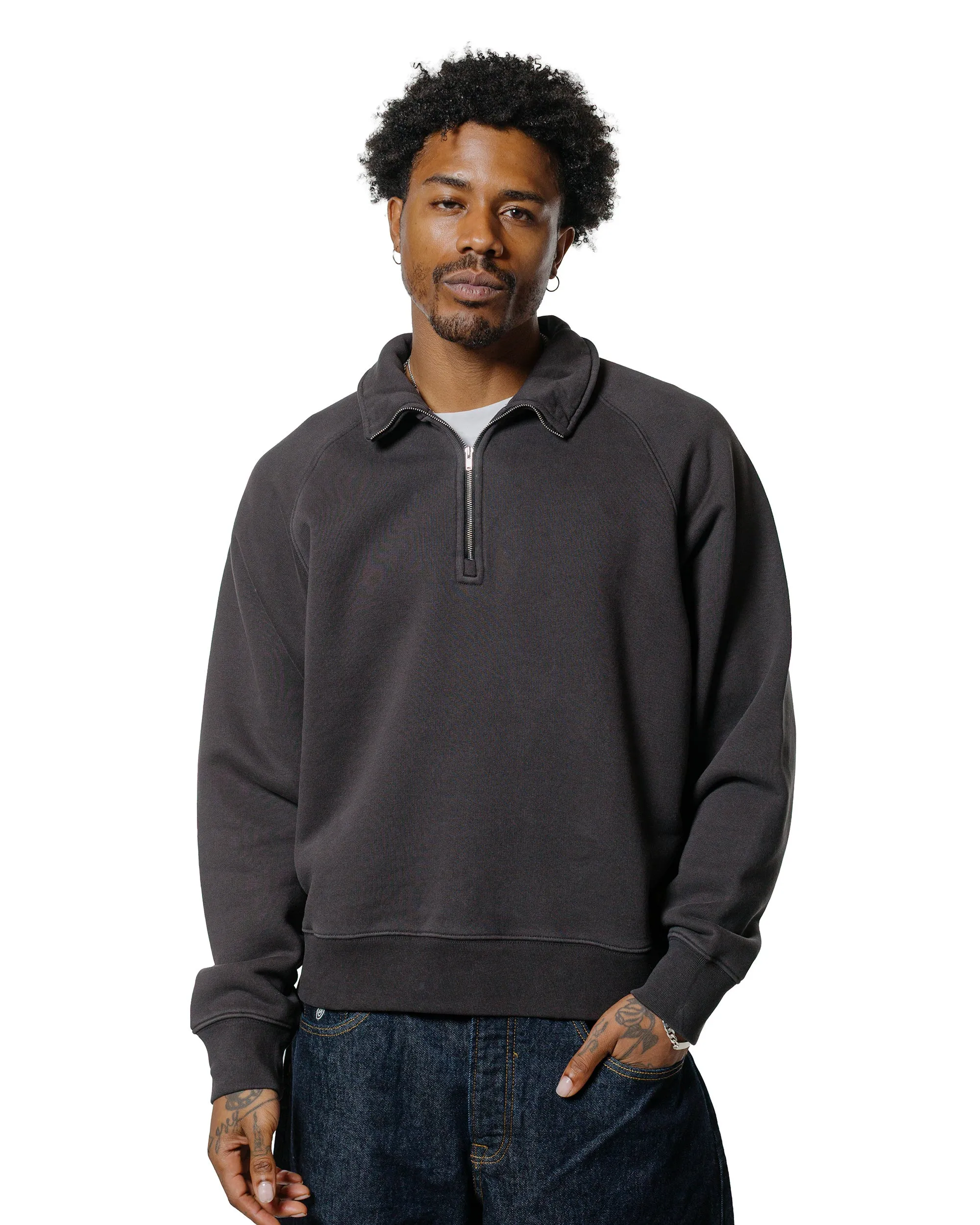 St??ssy Relaxed Half Zip Washed Black Relaxed Essentials Hooded