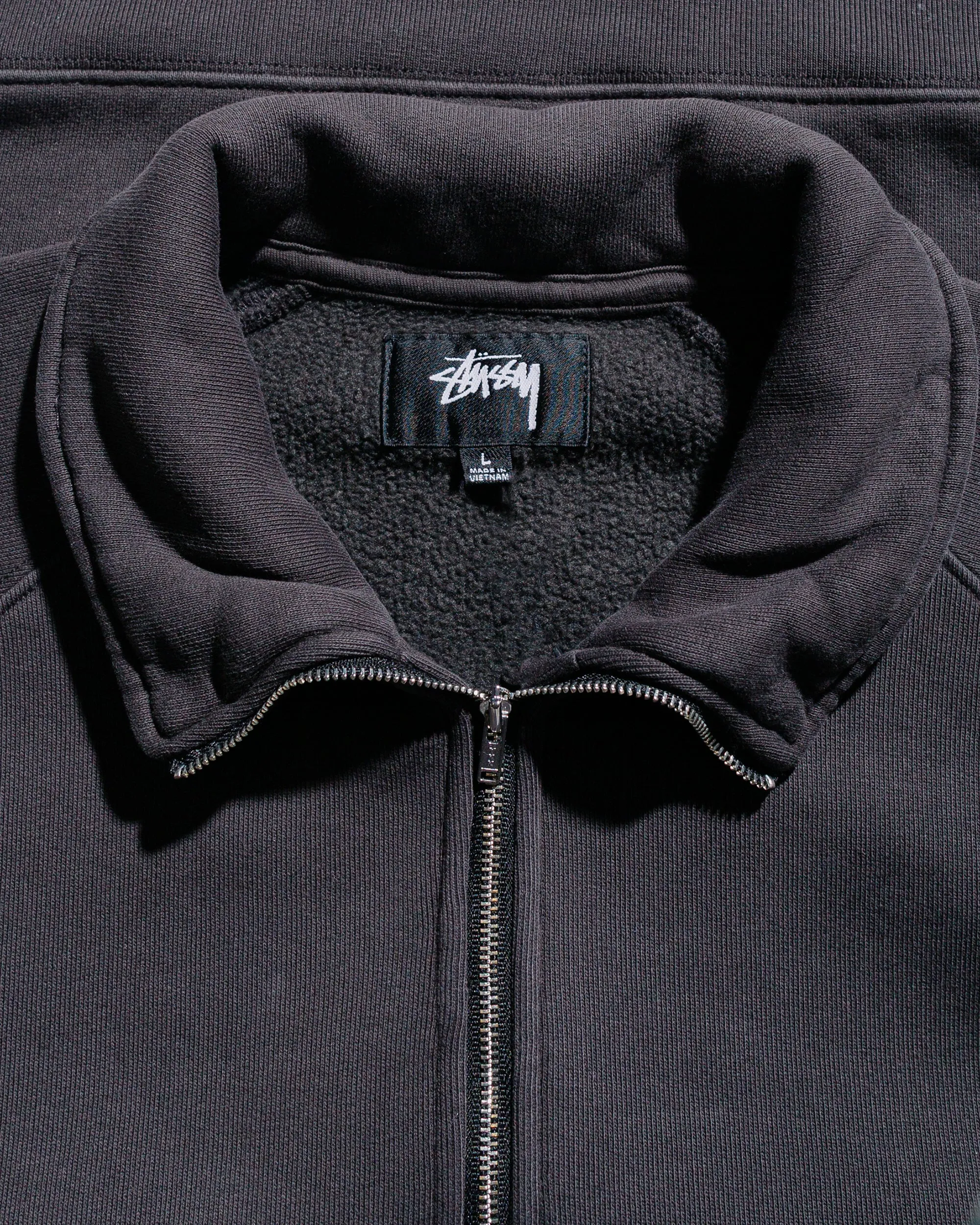 Comfy Look St??ssy Relaxed Half Zip Washed Black