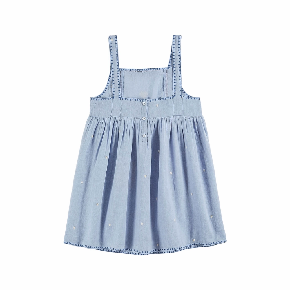 Emile et Ida Heart Embroidered Dress, Ecume Casual weekend dress Flattering Cut