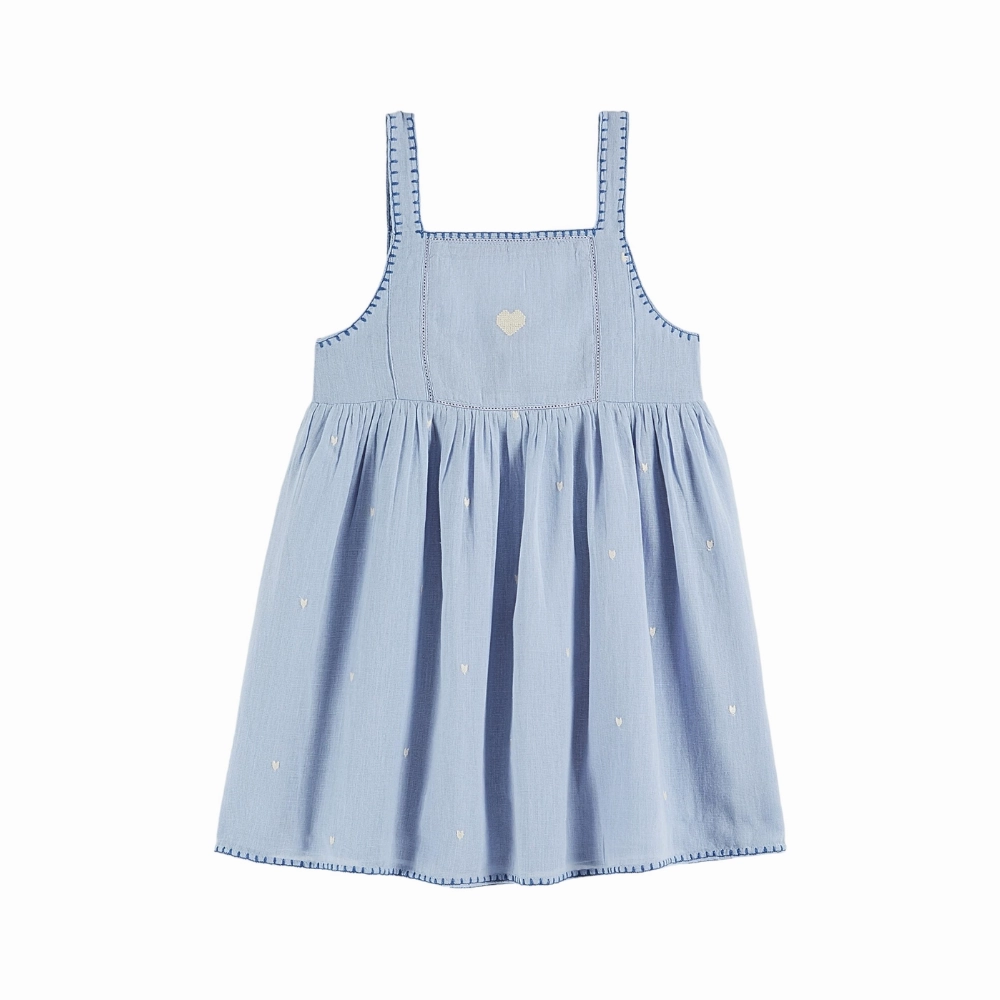 Emile et Ida Heart Embroidered Dress, Ecume Grace Vibe