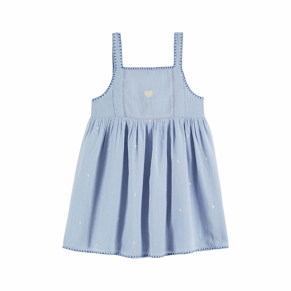 Emile et Ida Heart Embroidered Dress, Ecume budget-friendly Grace Base