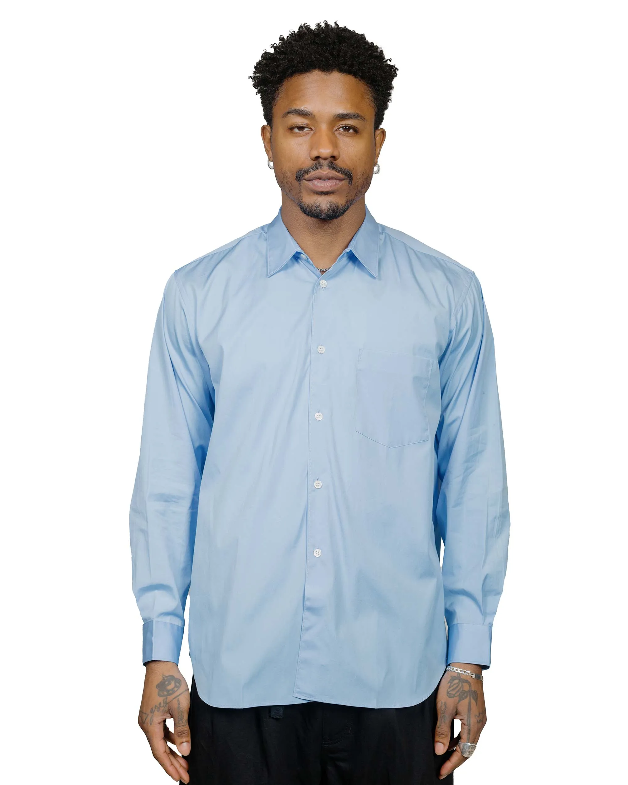 Hooded Neckline Stretchable Cloth Comme des Gar?ons SHIRT Wide Classic Shirt Sky