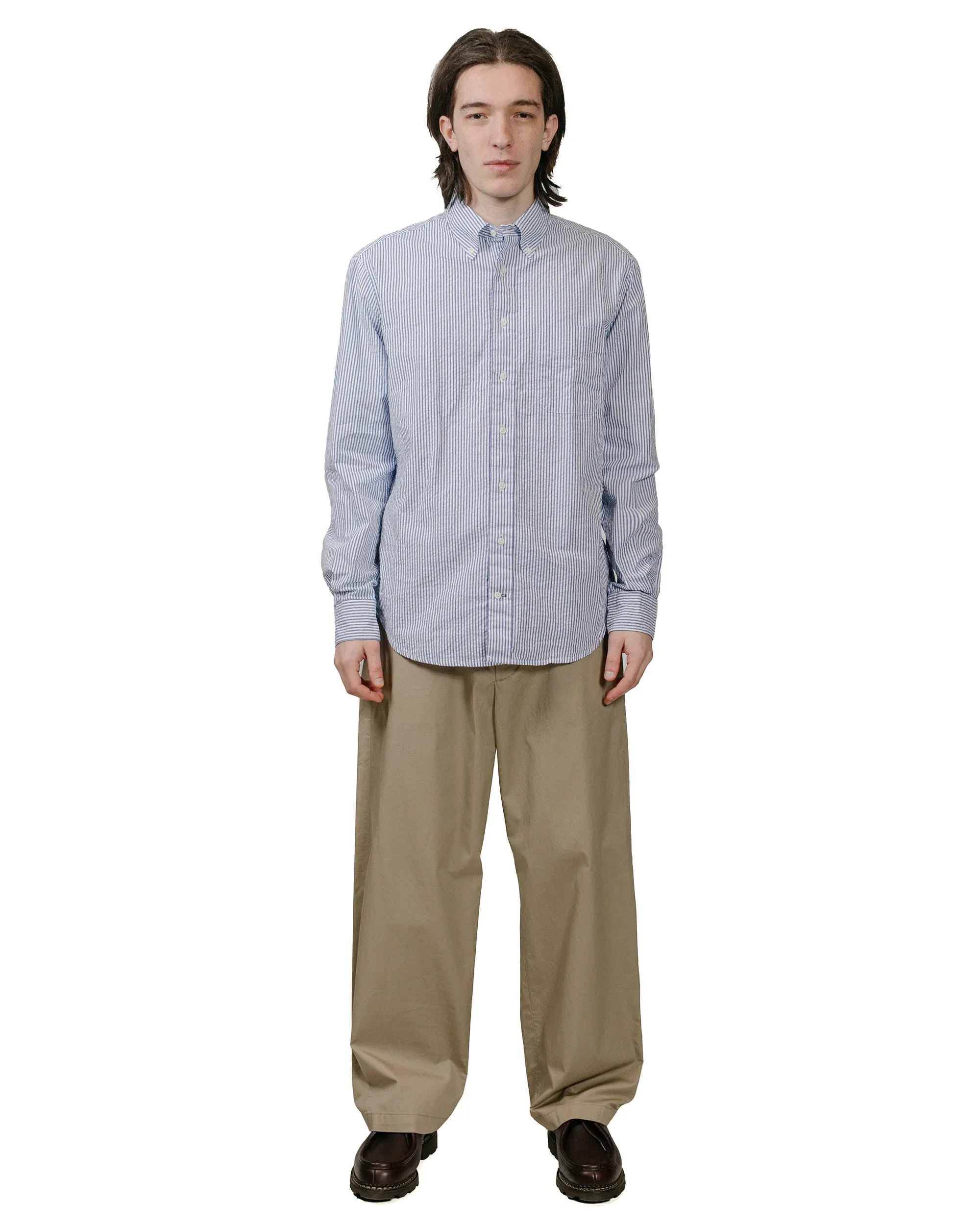 Gitman Vintage Bros. Blue Stripe Seersucker Shirt Work From Home