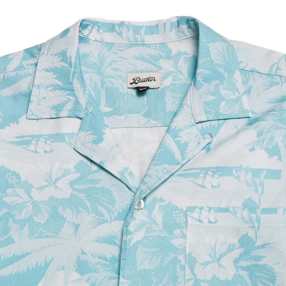 Bather Teal Aloha Camp Shirt All Purpose Weave Design