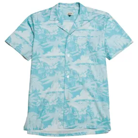 Bather Teal Aloha Camp Shirt Vintage Wash high-low hem