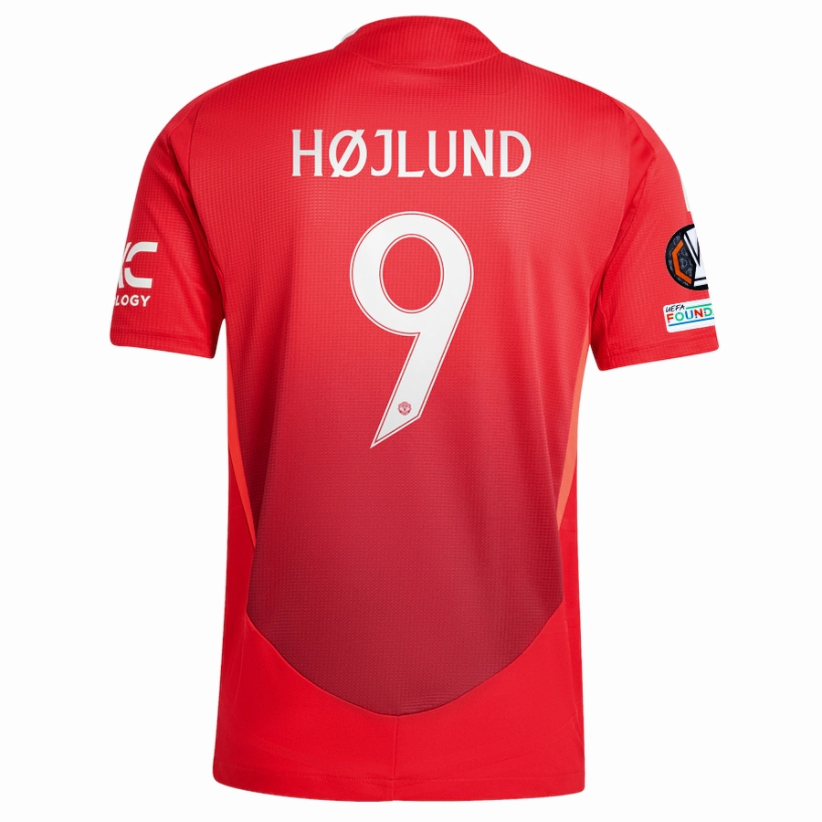 adidas Manchester United Authentic Rasmus H?jlund Home Jersey w/ Europa League Patches 24/25 (MUFC Red/Bright Red) No Resistance Breathable mesh