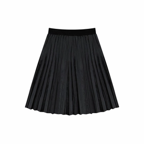Melange Pleated Velour Skirt Layered Structure