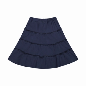 Laser Cut Edges Clean Mood Ribbed Layered Skirt
