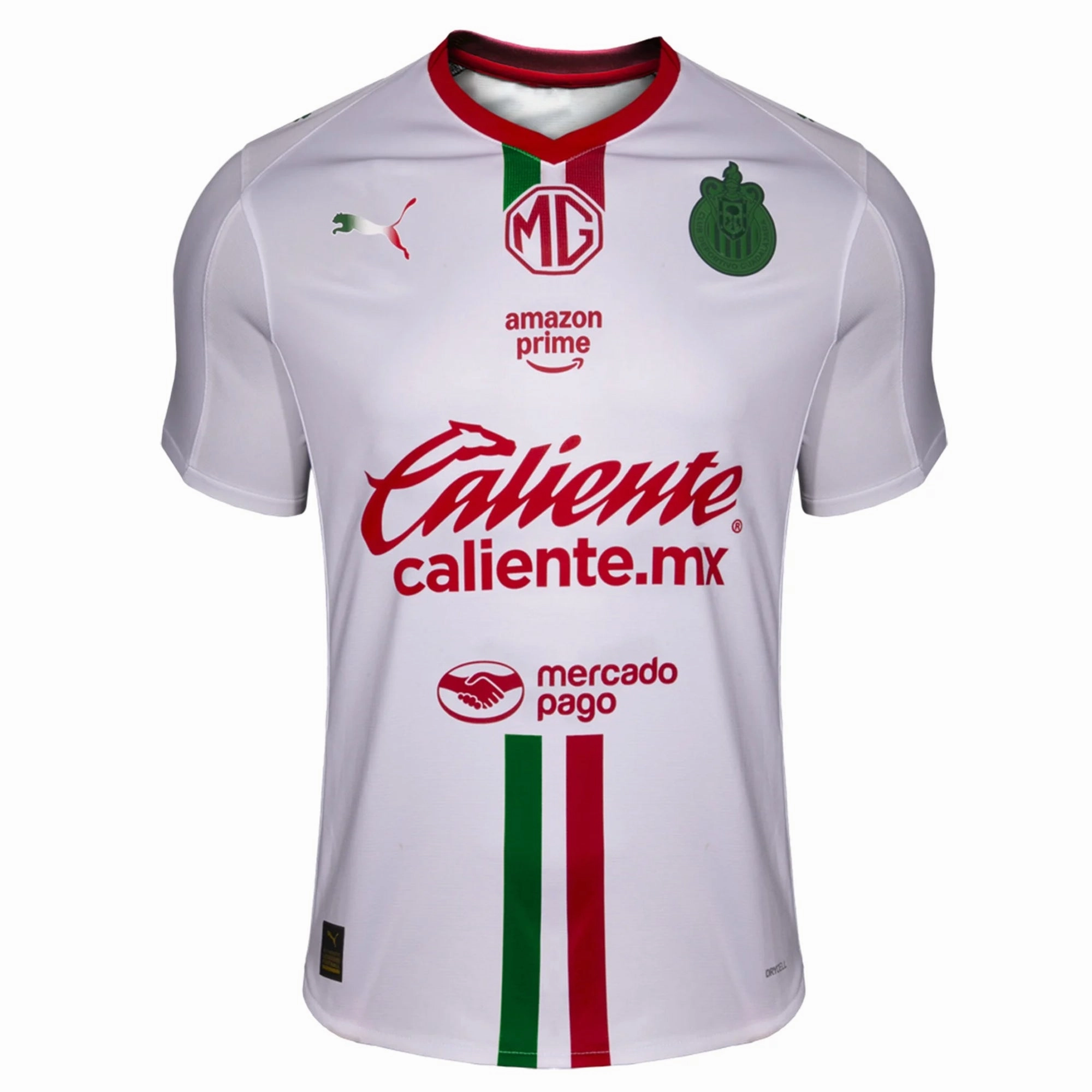 Puma Men's Chivas De Guadalajara Away Jersey 25/26 (Puma White/Red/Green) Cozy Layers Non Slip Collar
