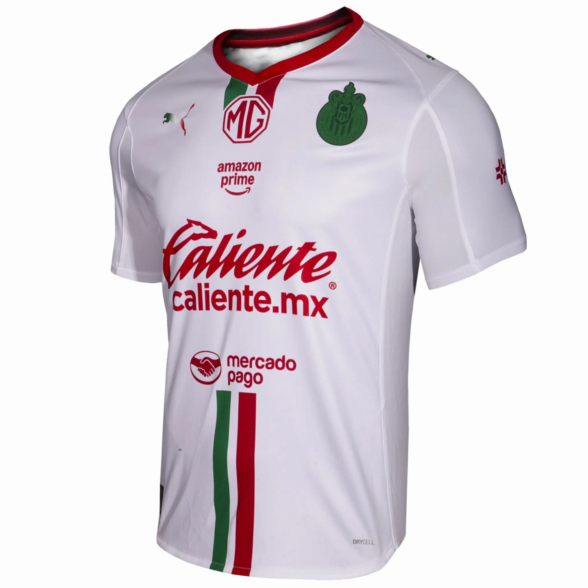 Puma Men's Chivas De Guadalajara Away Jersey 25/26 (Puma White/Red/Green) Circular Knit Body Mapping