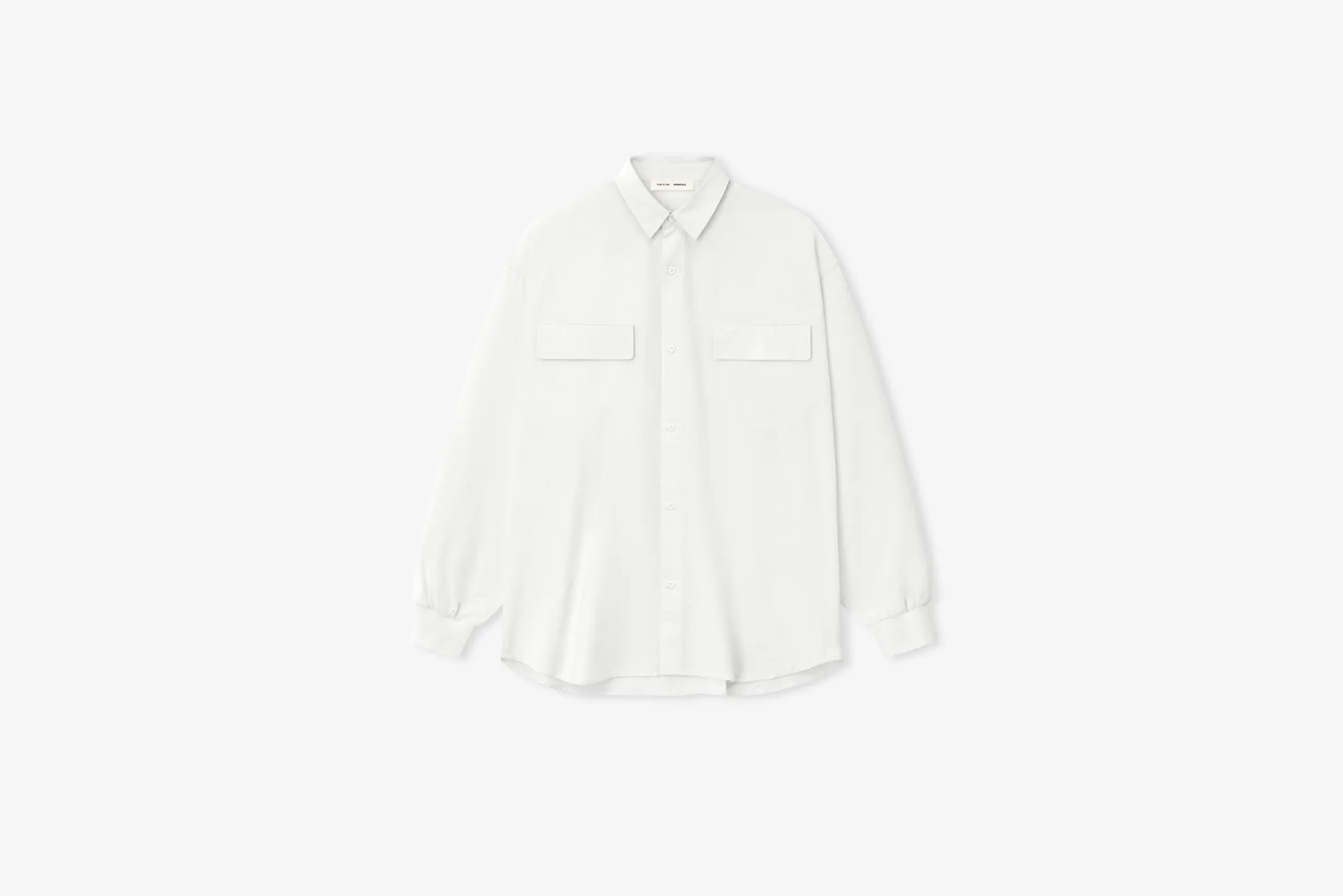 Fear of God Essentials "Oxford Shirt" M - Cloud White RollUp Sleeves