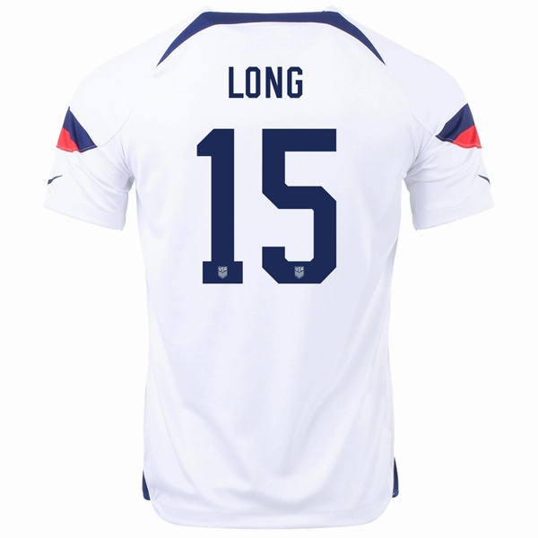 Slub Yarn Texture Nike United States Aaron Long Home Jersey 22/23 (White/Loyal Blue)
