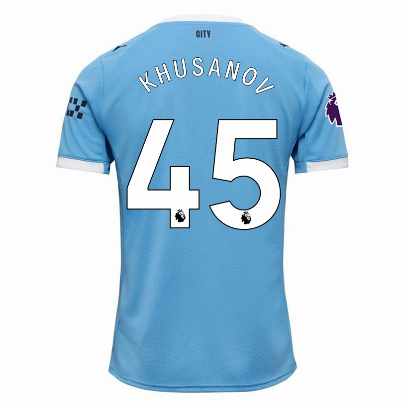 Puma Abdukodir Khusanov Manchester City Home Jersey 25/26 w/ EPL   Sponsor Patch (Team Light Blue/Puma White) Moisture wicking Raglan Sleeve Design