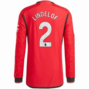 Endurance Wear Flexible Design adidas Manchester United Authentic Victor Lindelof Long Sleeve Home Jersey w/ EPL   No Room For Racism Patches 23/24 (Team College Red)