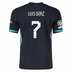 All Purpose Design slim cut Nike Liverpool Authentic Luis Diaz Away Jersey w/ Champions League 24/25 (Night Forest/Washed Teal)