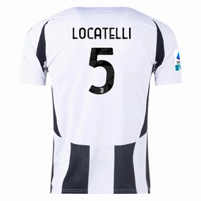 Contoured Silicone Grippers Movement Support adidas Juventus Manuel Locatelli Home Jersey w/ Serie A Patch 24/25 (White/Black)