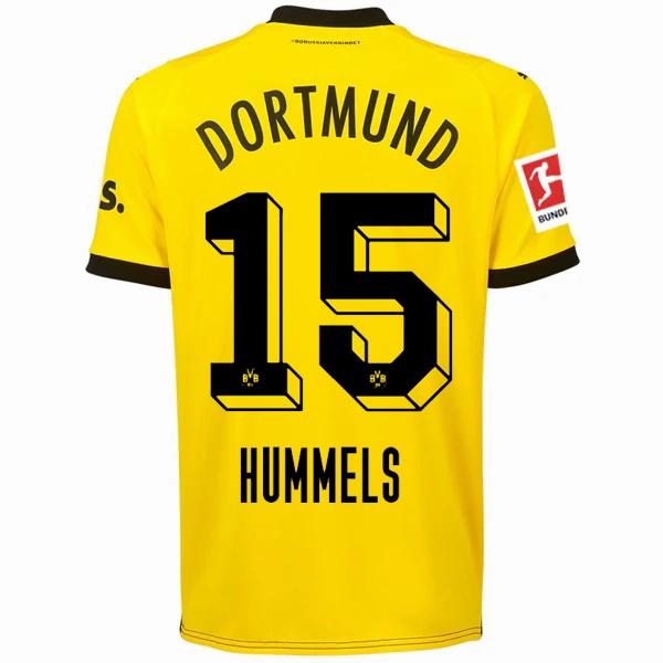 Puma Borussia Dortmund Mats Hummels Home Jersey w/ Bundesliga Patch 23/24 (Cyber Yellow/Puma Black) Enhanced Durability Reinforcement Durable Double Needle Hem