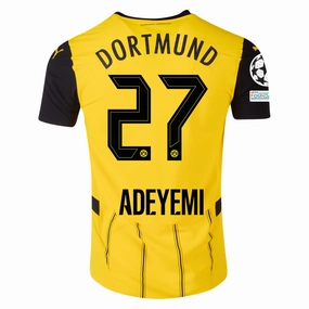 Play Ready Hygroscopic Fiber Blend Puma Borussia Dortmund Karim Adeyemi Home Jersey w/ Champions League Patches 24/25 (Faster Yellow/Puma Black)