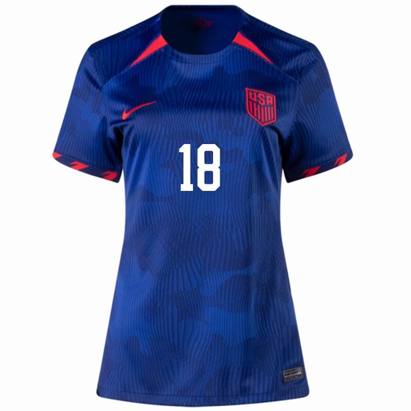 Nike Womens United States Patrick Schulte Away Jersey 23/24 (Hyper Royal/Loyal Blue) Thermal Barrier Interlock Modern Cut