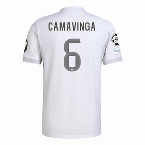 Agile Fit adidas Eduardo Camavinga Real Madrid 25/26 Home Jersey w/ Champions League Patches (White)