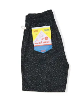 Resort Mood Elegant Coat Cookman Chef Short Pants - Black Leopard