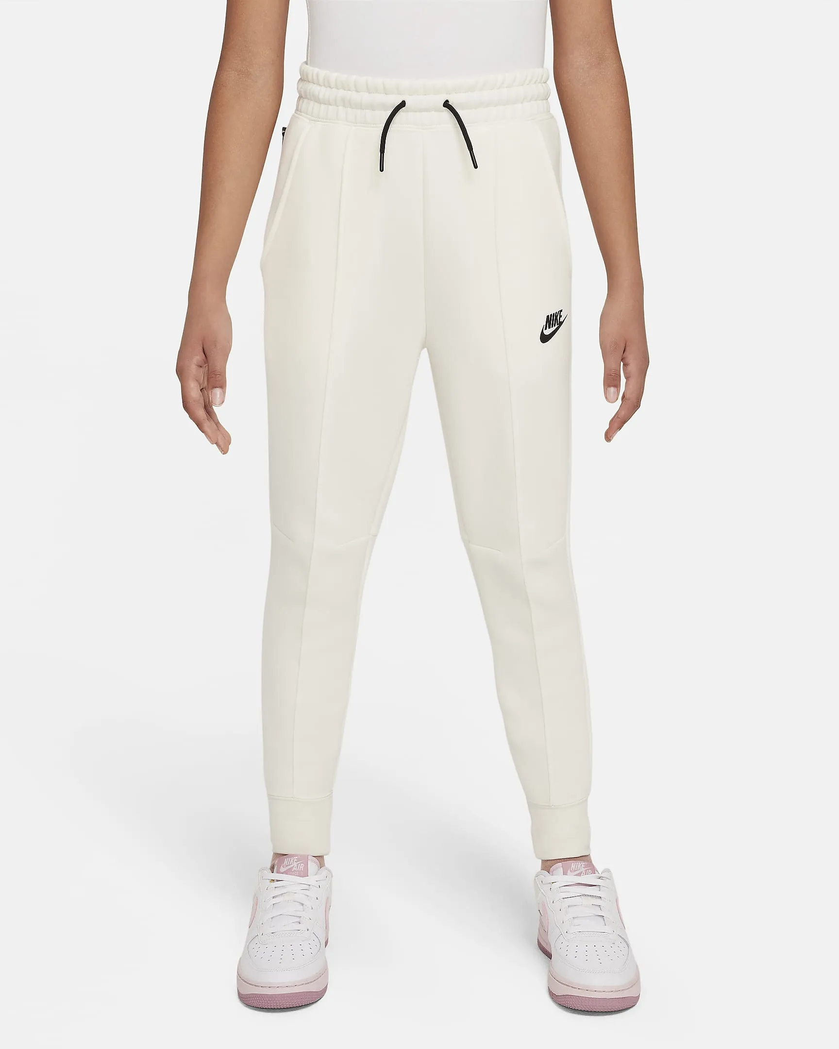 Nike "Sportswear Tech Fleece Big Kids' (Girls') Joggers" K - Pale Ivory / Black QuickRelease Closures