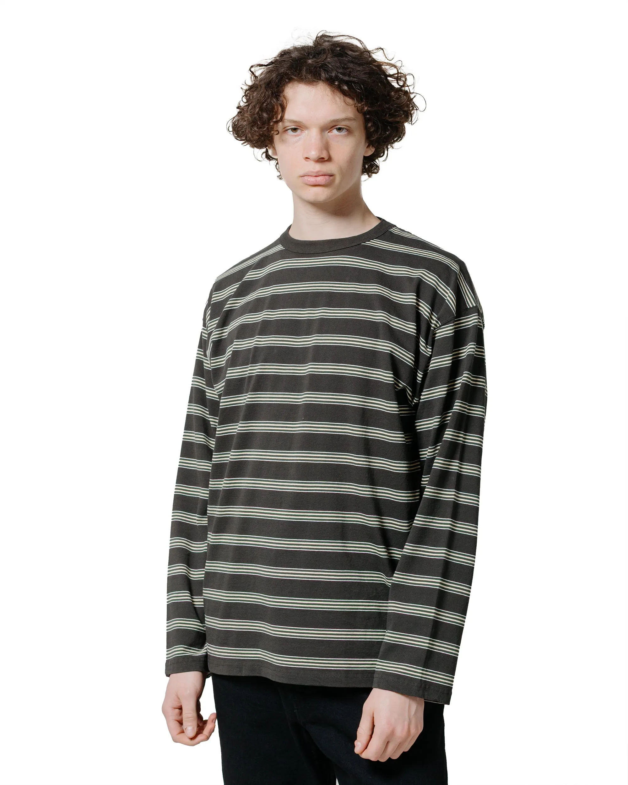 V neck Chill Comfort Look Phigvel Border Long Sleeve Top Graphite/Yellow