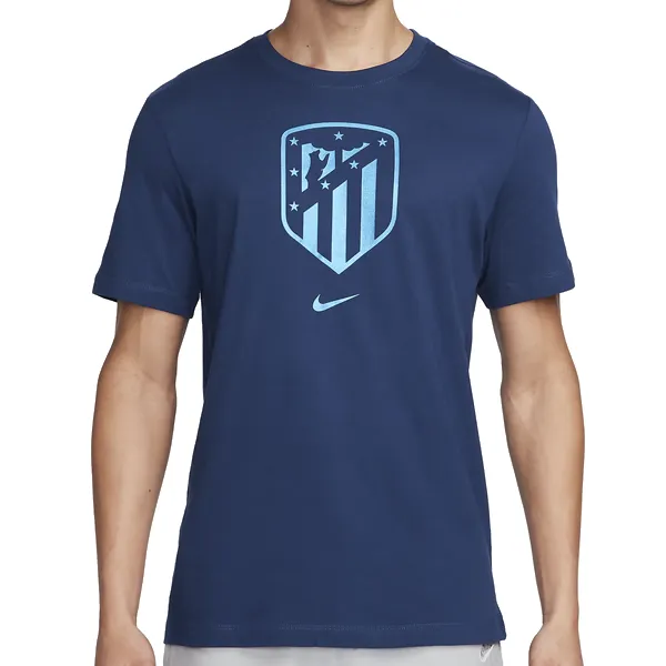 Nike Atletico Madrid Crest T-Shirt (Blue Void) Fun Prints RibbedNeckBanding