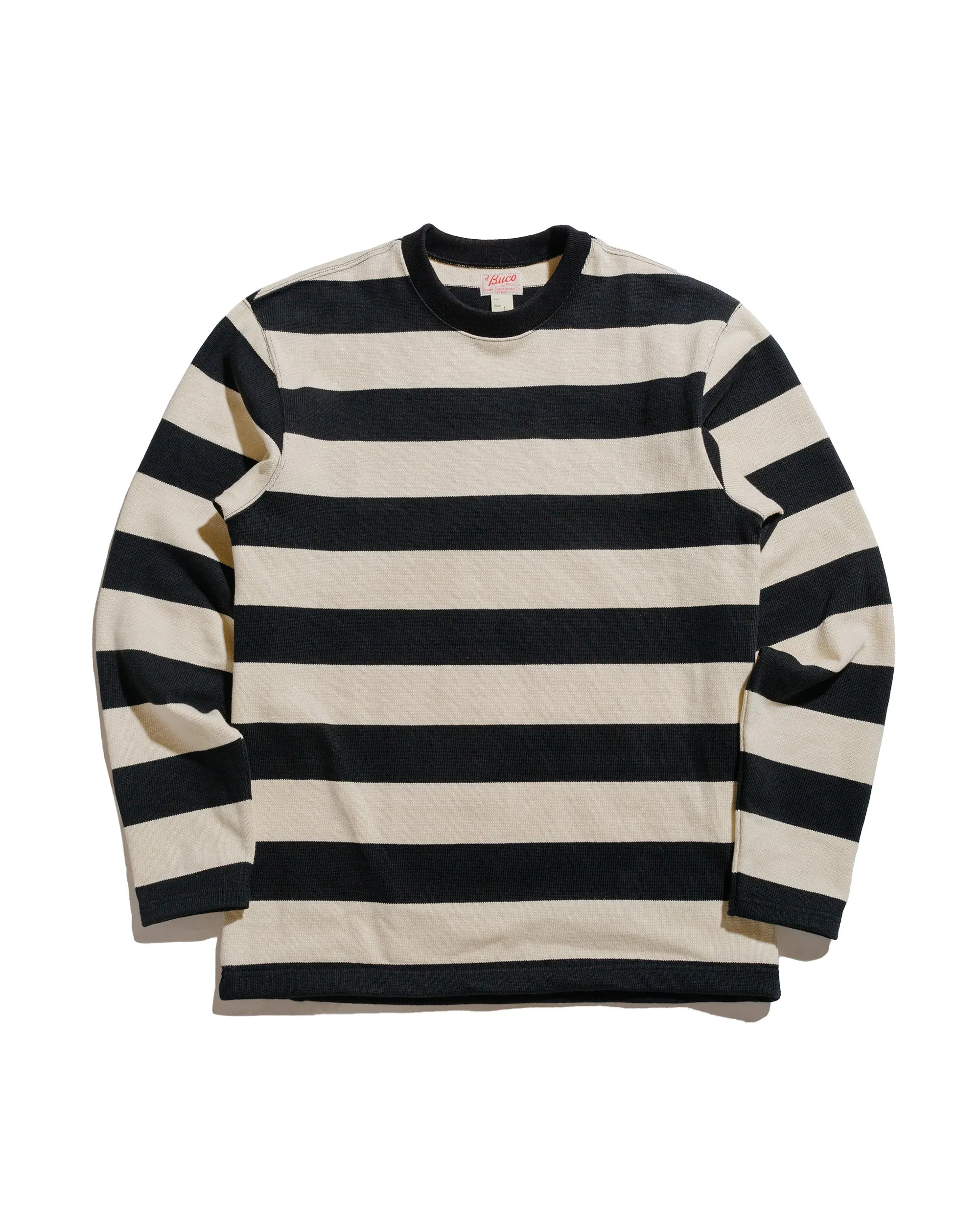 Weekend Active All-Day Wear The Real McCoy's BC24101 Buco Stripe Racing Jersey Black/White