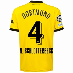 Street Active Puma Borussia Dortmund Nico Schlotterbeck Home Jersey w/ Champions League Patches 23/24 (Cyber Yellow/Puma Black)