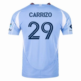 adidas Maximo Carrizo New York City FC Authentic Home Jersey 25/26 w/ MLS Patches (Bahia Light Blue) Layered Panel Construction Reflective Accent Strips