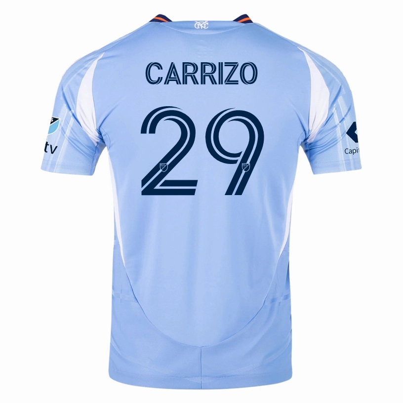 Odor Resistant Technology No Bulk adidas Maximo Carrizo New York City FC Authentic Home Jersey 25/26 w/ MLS Patches (Bahia Light Blue)