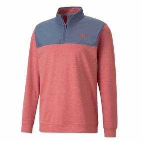 Puma - Men's Cloudspun Colorblock 1/4 Zip Sweater (537463 07) Slim Silhouette Heat Zone Fit