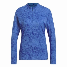 Base Movement Flexible Collar Design adidas - Women's Ultimate365 Tour Long Sleeve Printed 1/4 Zip Polo (HT1230)