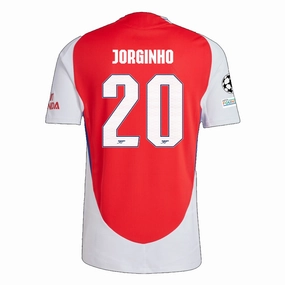 adidas Arsenal Authentic Jorginho Home Jersey w/ Champions League Patches 24/25 (Better Scarlet/White) Tensile Strength Fabric Ventilated Mesh Panel