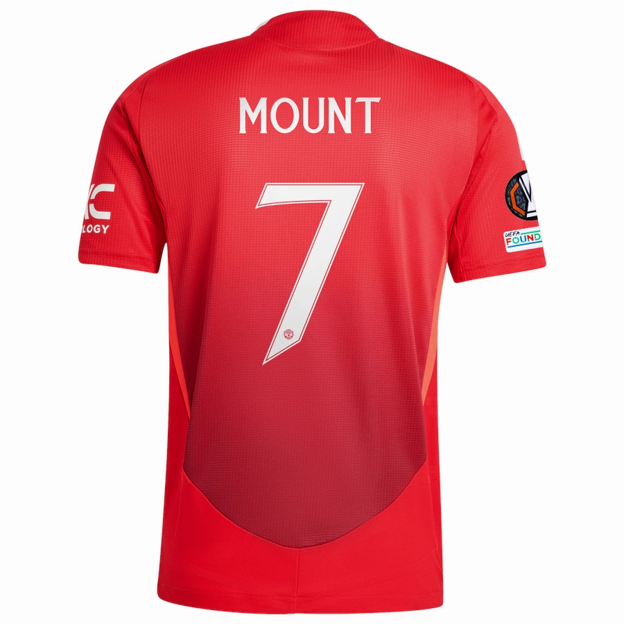 adidas Manchester United Authentic Mason Mount Home Jersey w/ Europa League Patches 24/25 (MUFC Red/Bright Red) Bold Colorway