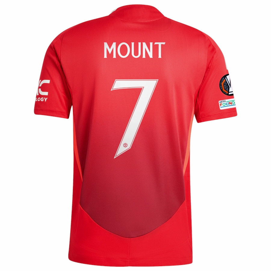 Vented Back Design Fast Reaction adidas Manchester United Authentic Mason Mount Home Jersey w/ Europa League Patches 24/25 (MUFC Red/Bright Red)