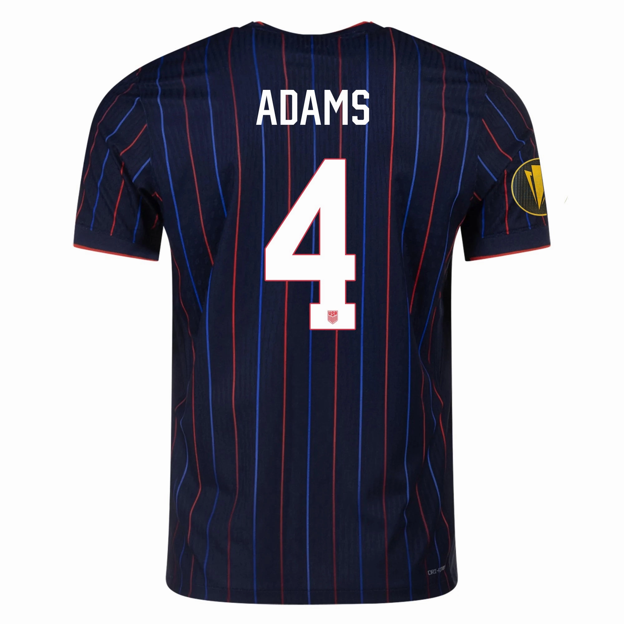 Nike Tyler Adams United States Away Match Authentic Jersey 25/26 w/ Gold Cup 2025 Patch (Obsidian/Challenge Red) Smooth Surface Finish