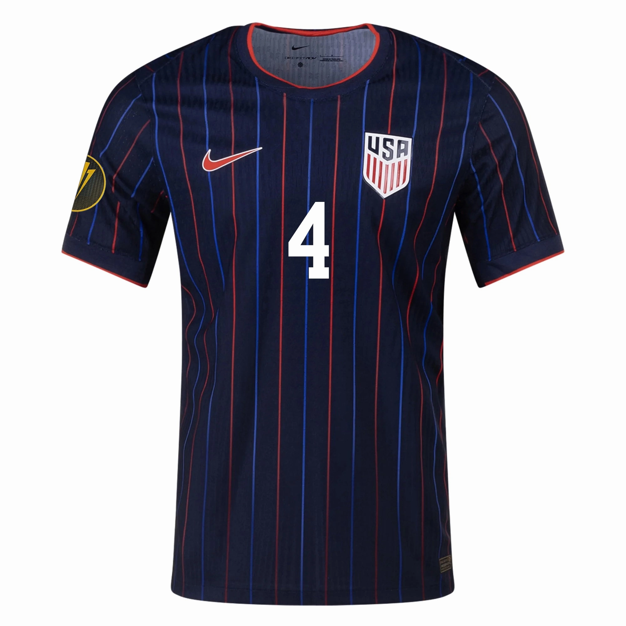 Tagless Design Comfortable Layers Nike Tyler Adams United States Away Match Authentic Jersey 25/26 w/ Gold Cup 2025 Patch (Obsidian/Challenge Red)