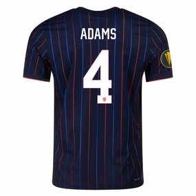 Nike Tyler Adams United States Away Match Authentic Jersey 25/26 w/ Gold Cup 2025 Patch (Obsidian/Challenge Red) Smooth Surface Finish