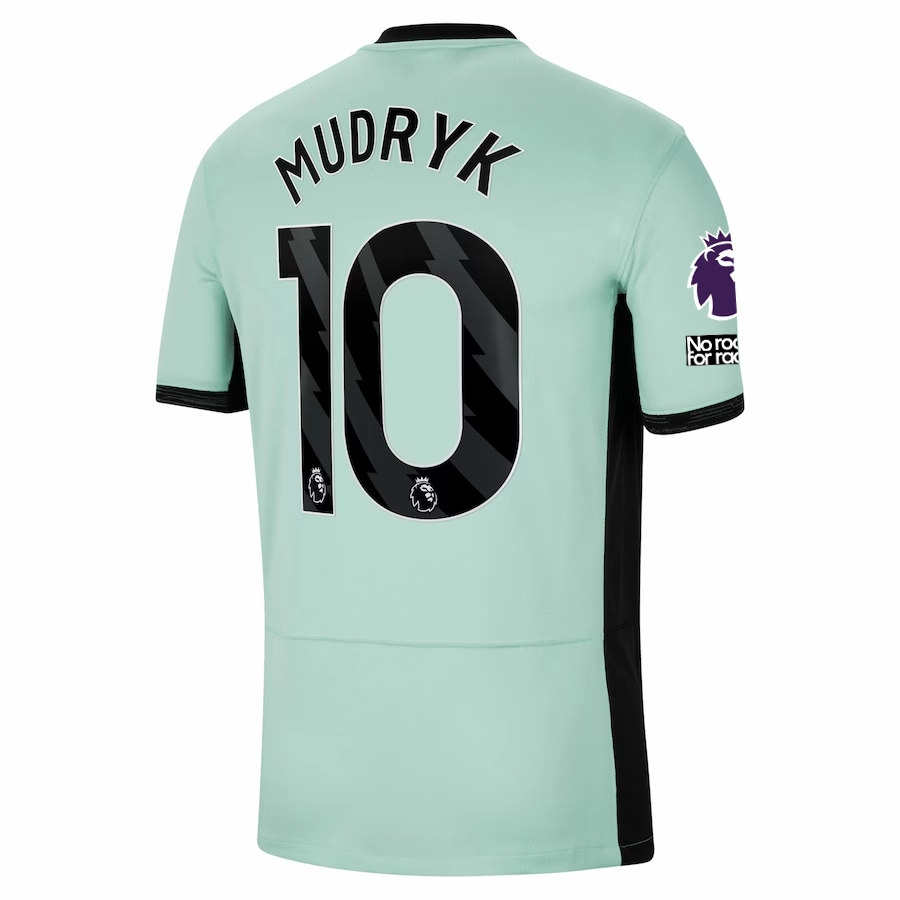 Nike Chelsea Mudryk Third Jersey w/ EPL   No Room For Racism Patches 23/24 (Mint Foam/Black) Thermal Conductive Yarn Quick Release Fastening
