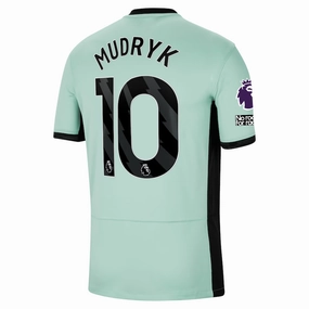 Nike Chelsea Mudryk Third Jersey w/ EPL   No Room For Racism Patches 23/24 (Mint Foam/Black) Quick Recovery Fabric