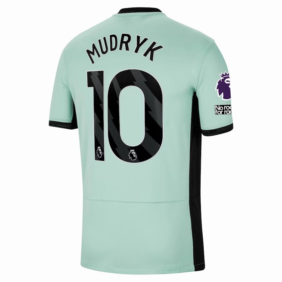 Nike Chelsea Mudryk Third Jersey w/ EPL   No Room For Racism Patches 23/24 (Mint Foam/Black) Quick Recovery Fabric