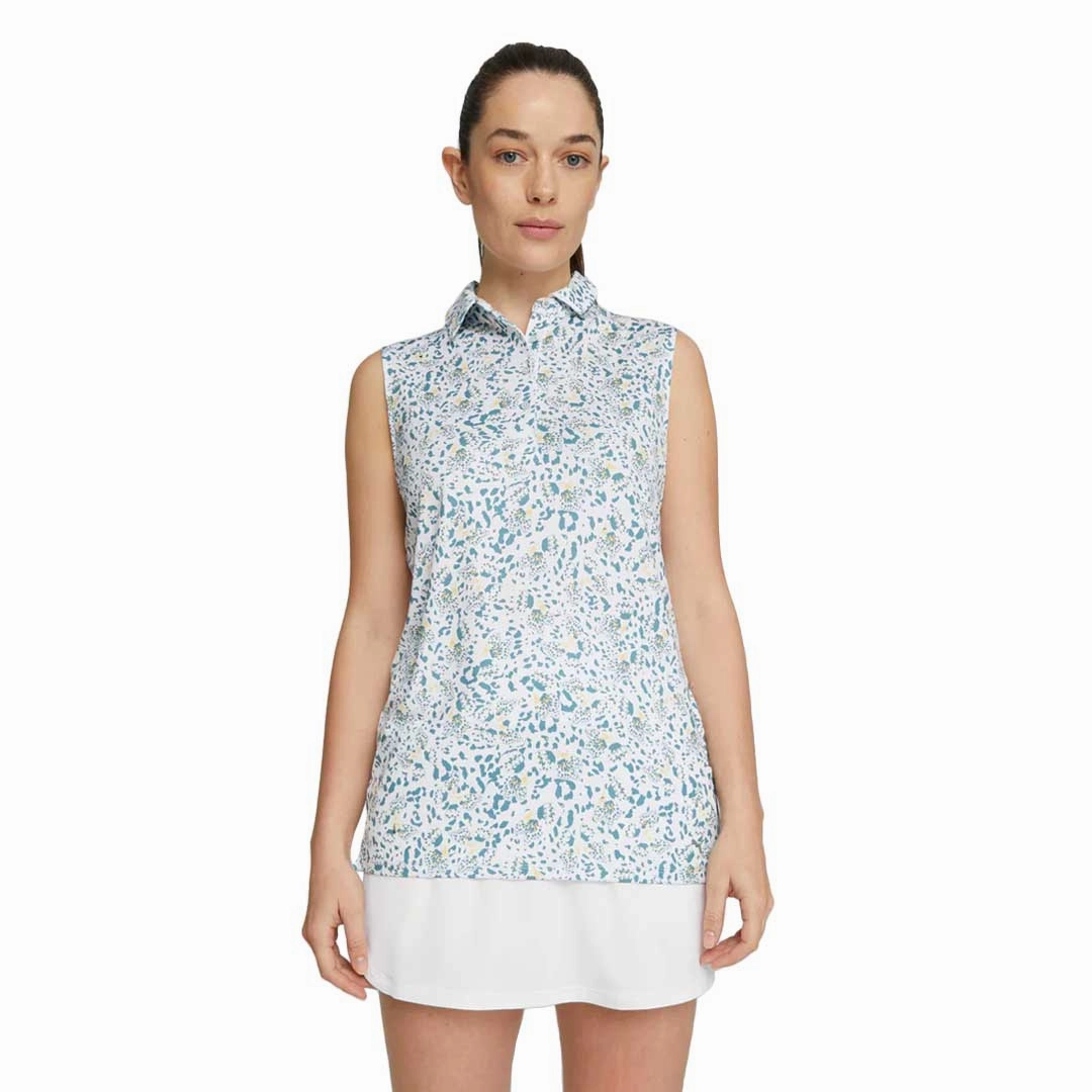Quick Repair Yarn Color Blocked Puma - Women's MATTR Mariposa Sleeveless Golf Polo (621635 02)