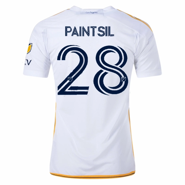 adidas LA Galaxy Joseph Paintsil Home Jersey w/ MLS   Apple TV Patches 24/25 (White/Yellow/Navy) Wicking Performance Fabric