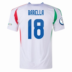 adidas Italy Nicol?? Barella Away Jersey w/ Euro 2024 Patches 24/25 (Blue) Layer Friendly Breathe Easy