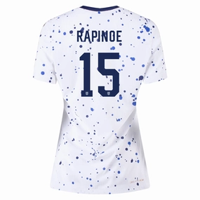 Nike Womens United States Megan Rapinoe 4 Star Authentic Match Home Jersey 23/24 w/ 2019 World Cup Champions Patch (White/Loyal Blue) Sweat Ready Ventilation Mesh Design