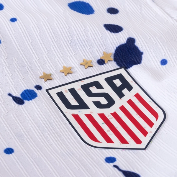 Non Binding Edgework Fade Resistant Prints Nike Womens United States Megan Rapinoe 4 Star Authentic Match Home Jersey 23/24 w/ 2019 World Cup Champions Patch (White/Loyal Blue)