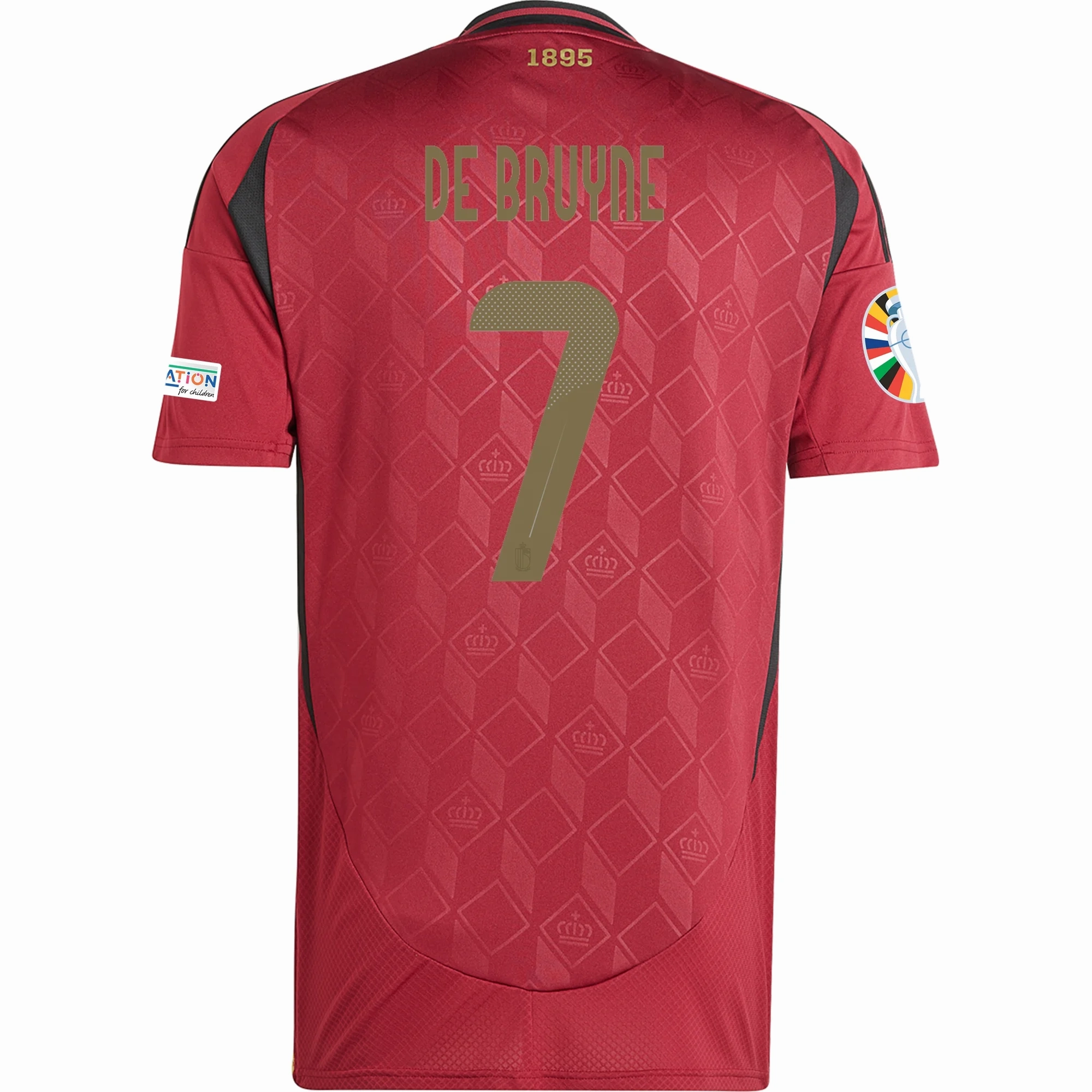 adidas Belgium Kevin De Bruyne Home Jersey w/ Euro 2024 Patches 24/25 (Burgundy) True Fit