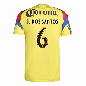 adidas J. Dos Santos Men's Club America 25/26 Authentic Home Jersey (Yellow) Core Movement Night Run